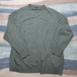 Rochester Cashmere Sweater Mens Olive Green Crewneck Soft Luxury Knit